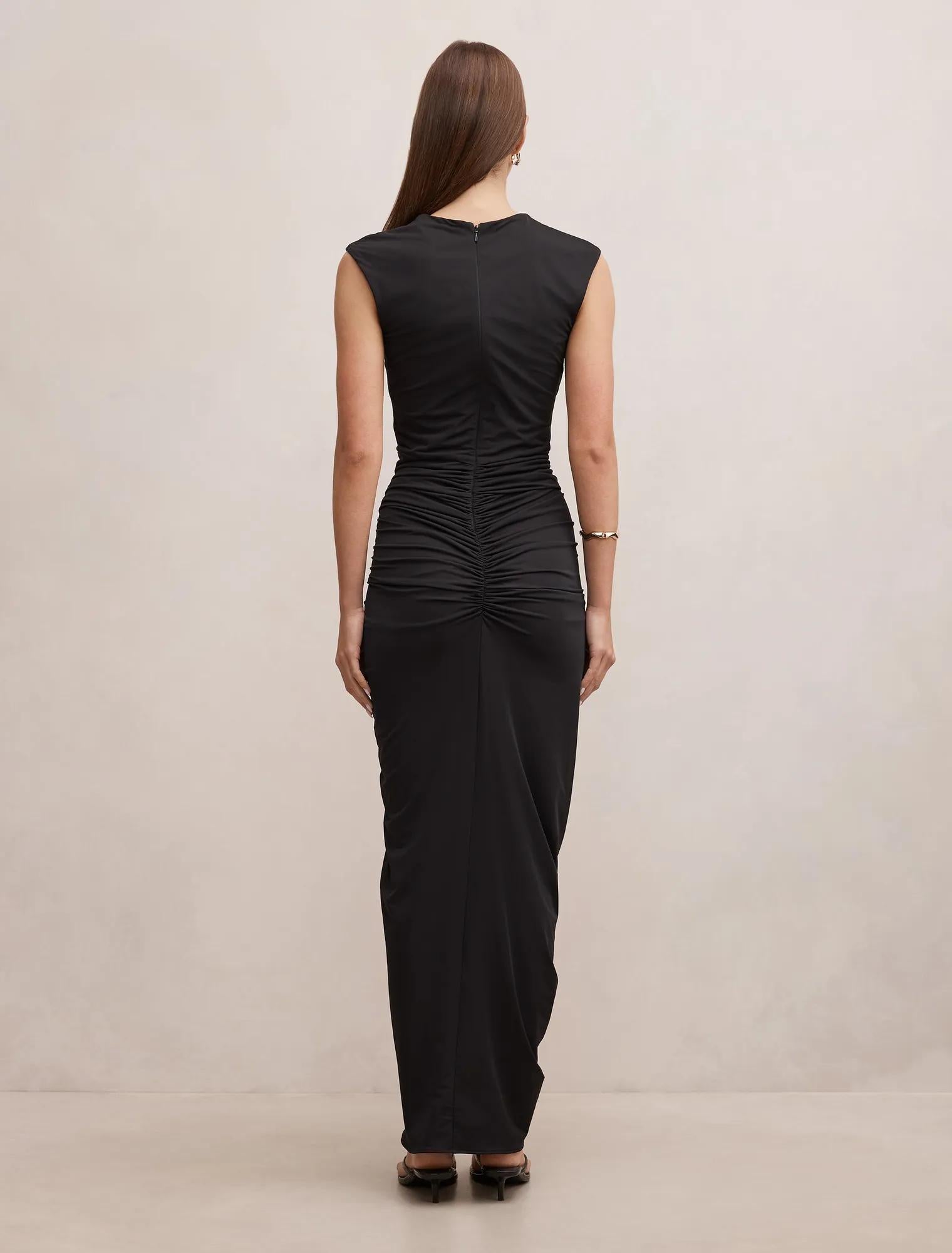 Shara Gathered Bubble Maxi Dress Black