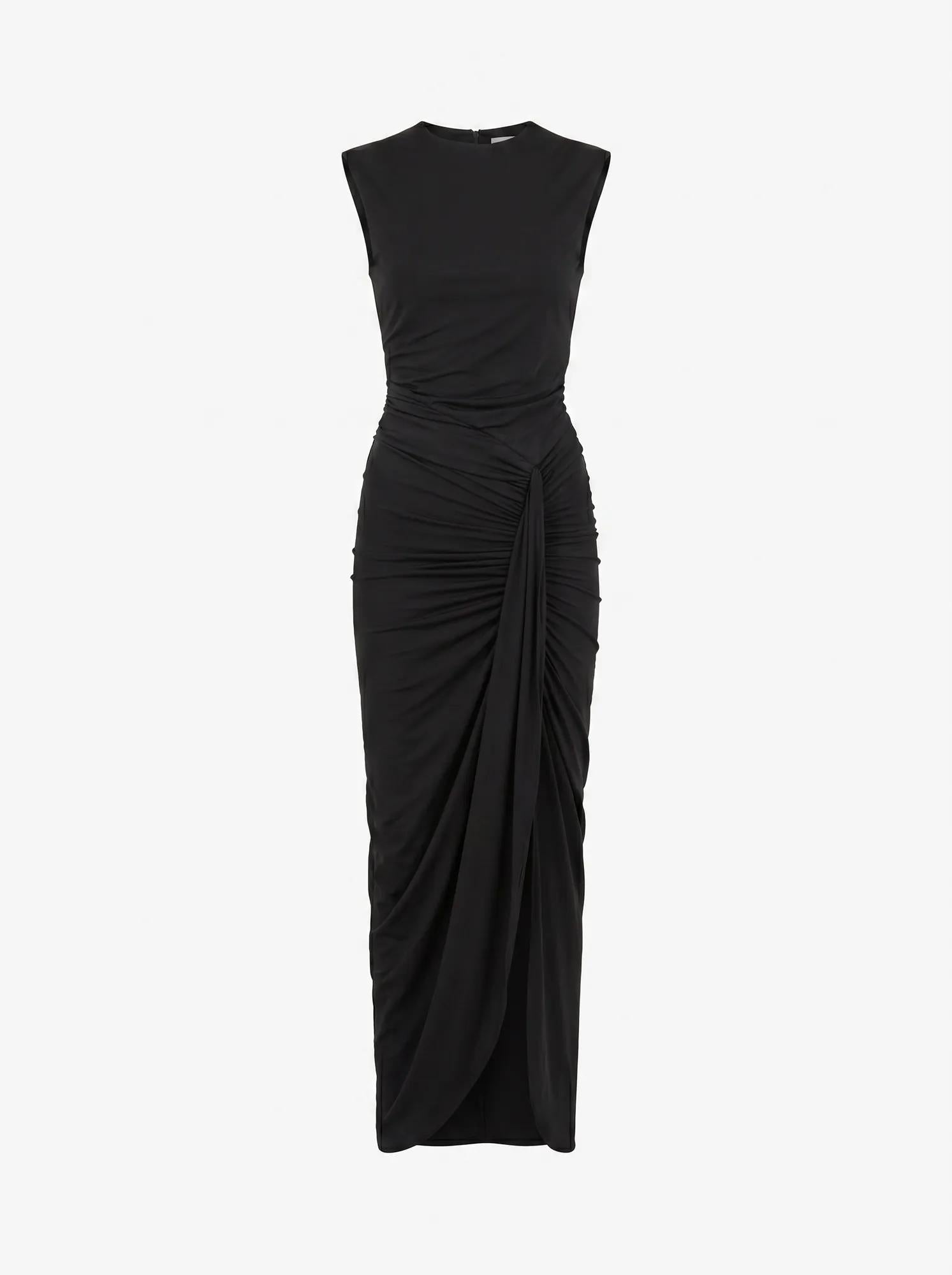 Shara Gathered Bubble Maxi Dress Black_mannequin