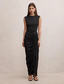 Shara Gathered Bubble Maxi Dress Black