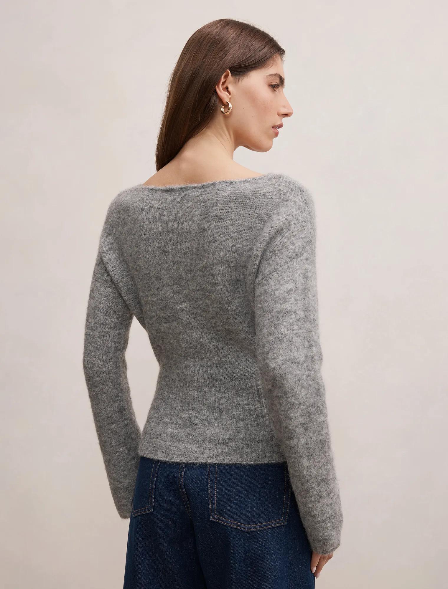 Matilda Ballet Neck Sweater Charcoal Grey