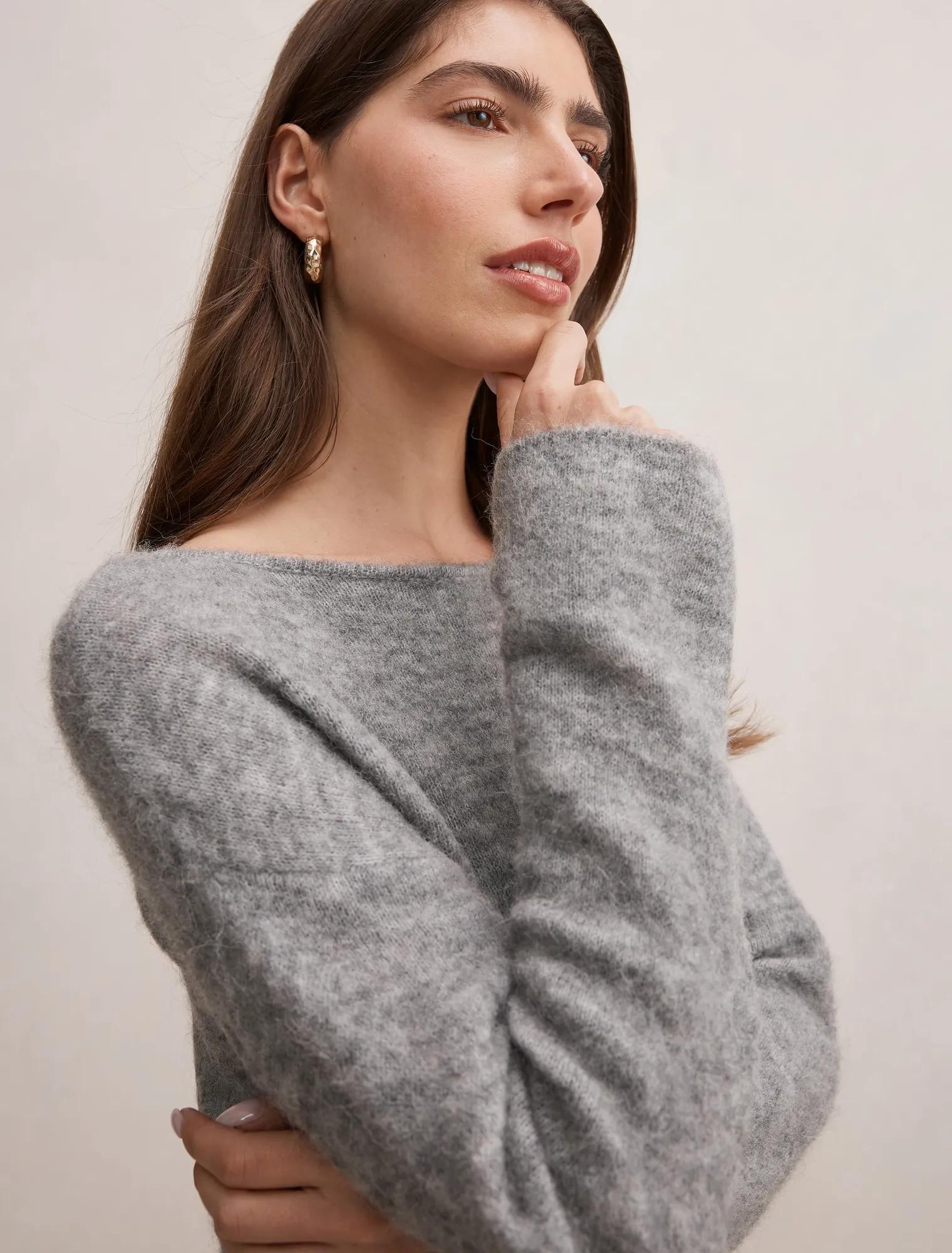 Matilda Ballet Neck Sweater Charcoal Grey