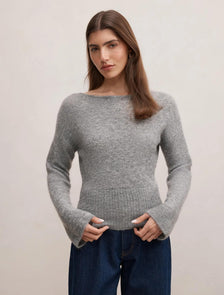 Matilda Ballet Neck Sweater Charcoal Grey