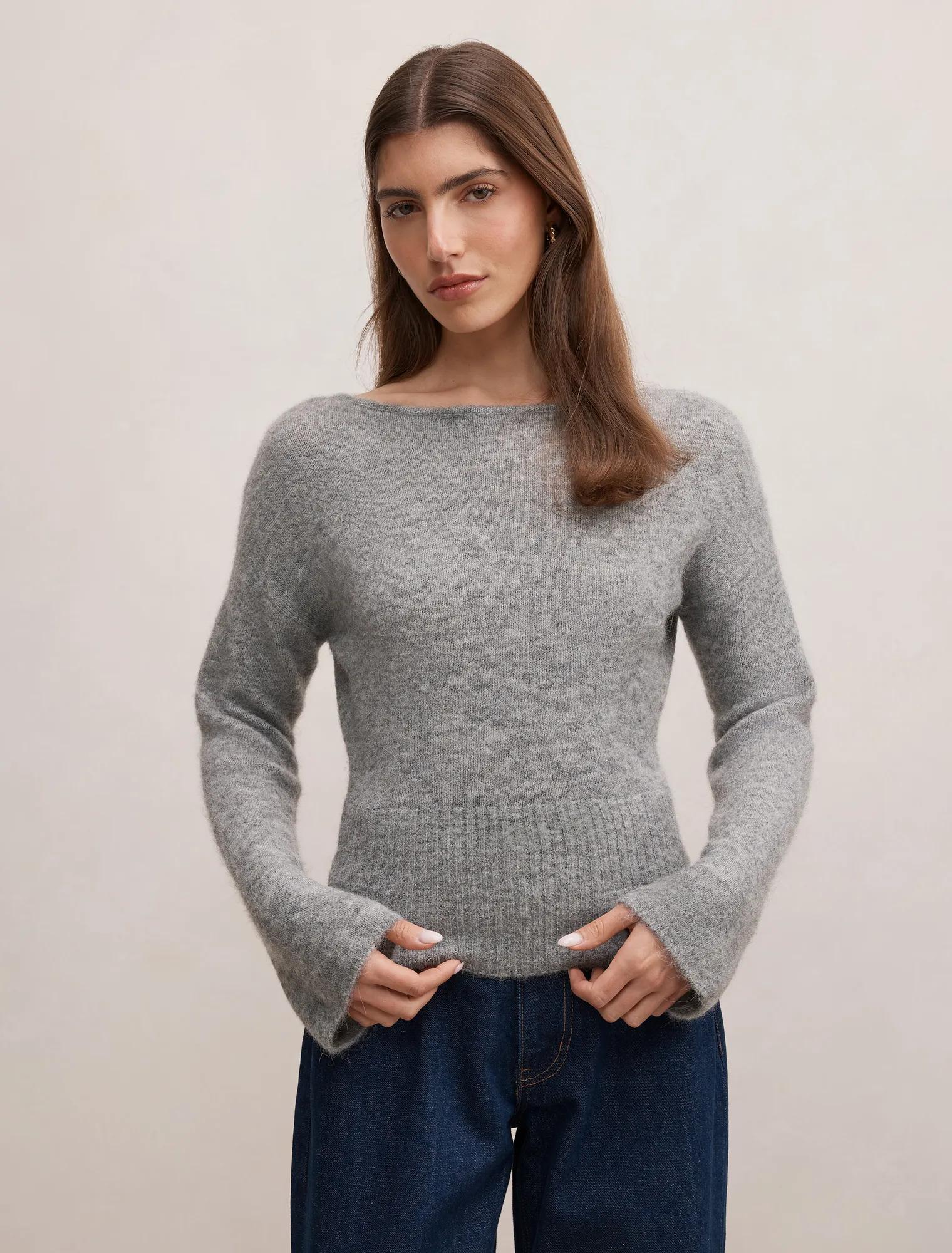 Matilda Ballet Neck Sweater Charcoal Grey