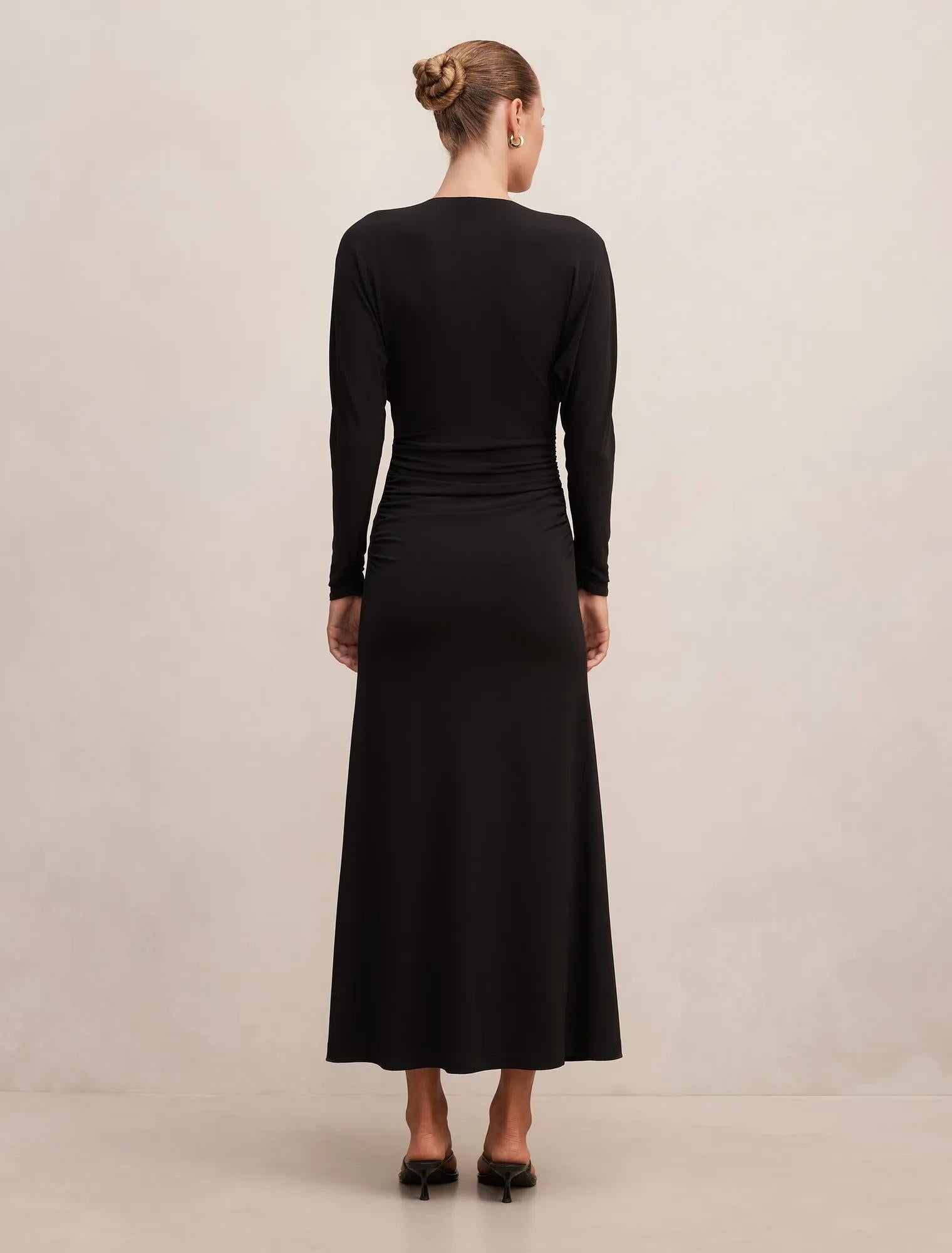 Solana Draped Front Tie Maxi Black