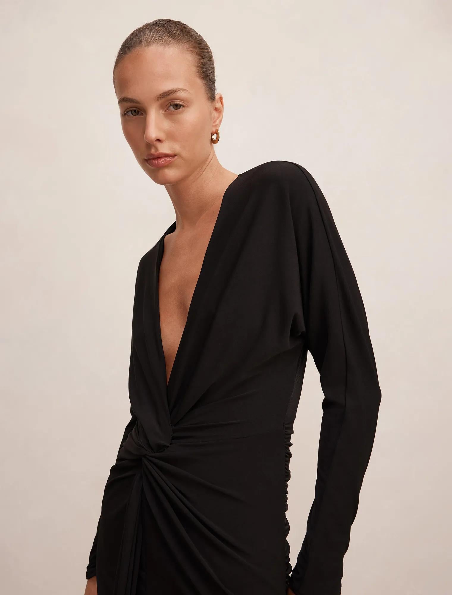 Solana Draped Front Tie Maxi Black