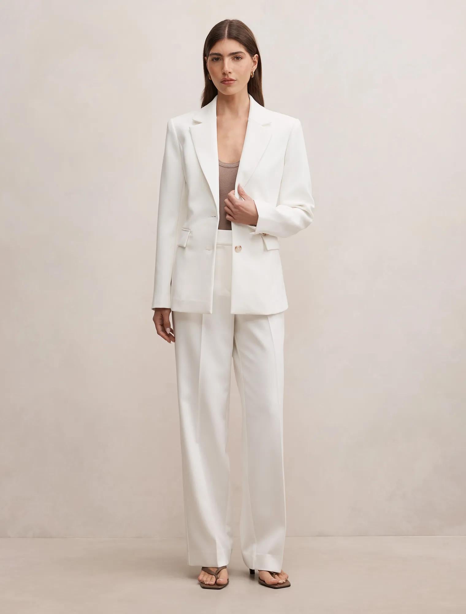 Lee Nipped Waist Blazer Porcelain Suit