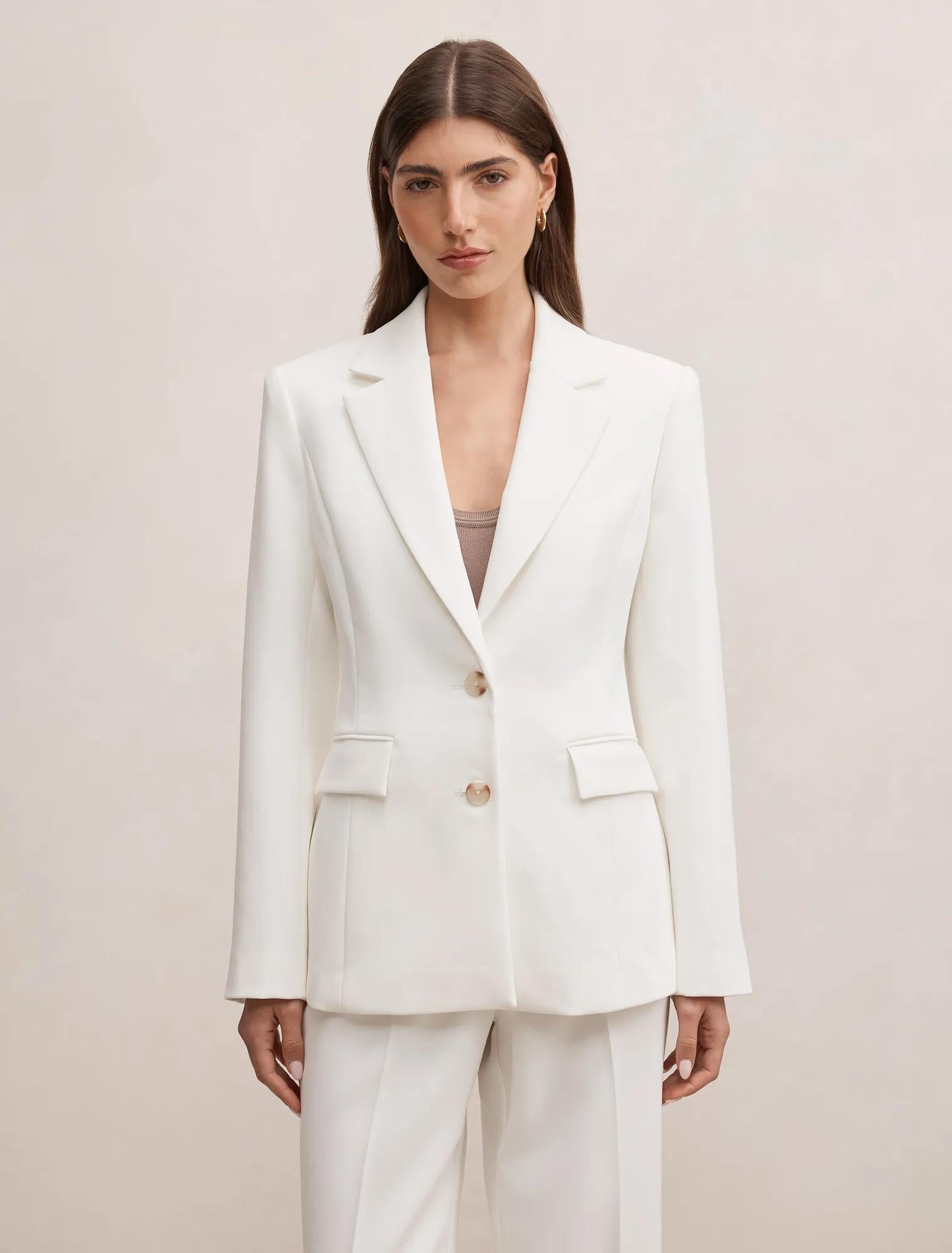 Lee Nipped Waist Blazer Porcelain Suit