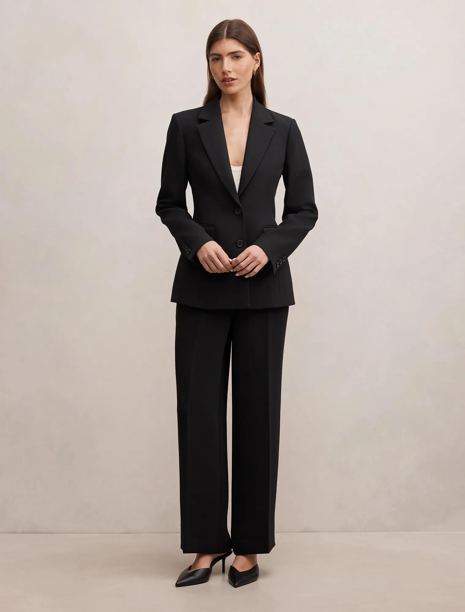 Lee Nipped Waist Blazer Black Suit