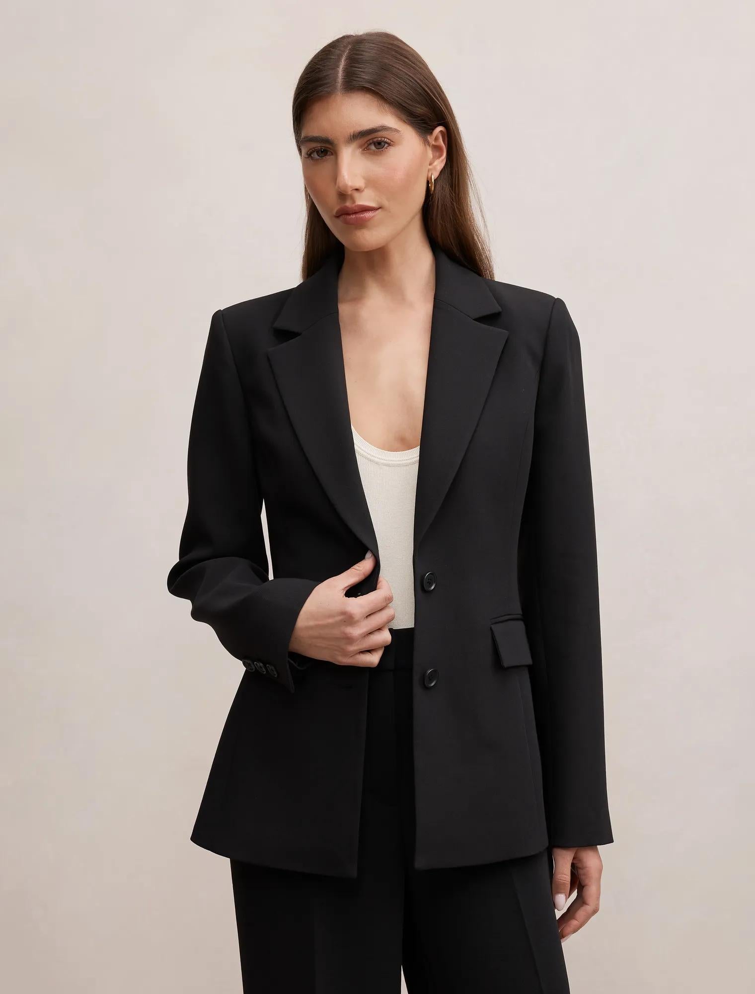 Lee Nipped Waist Blazer Black Suit