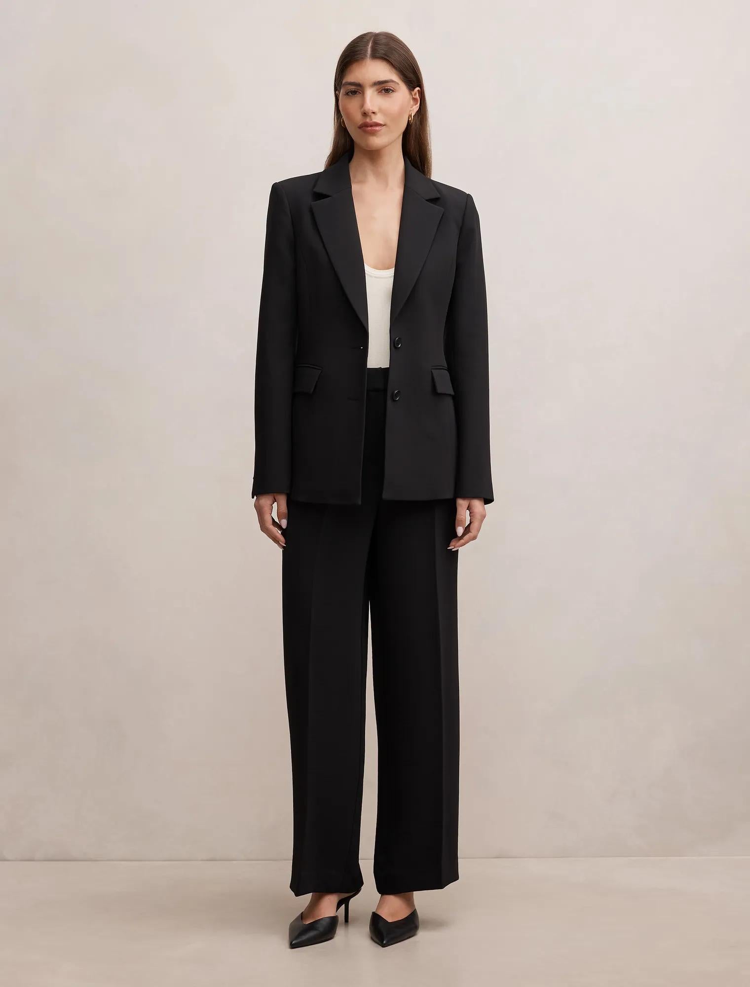 Lee Nipped Waist Blazer Black Suit
