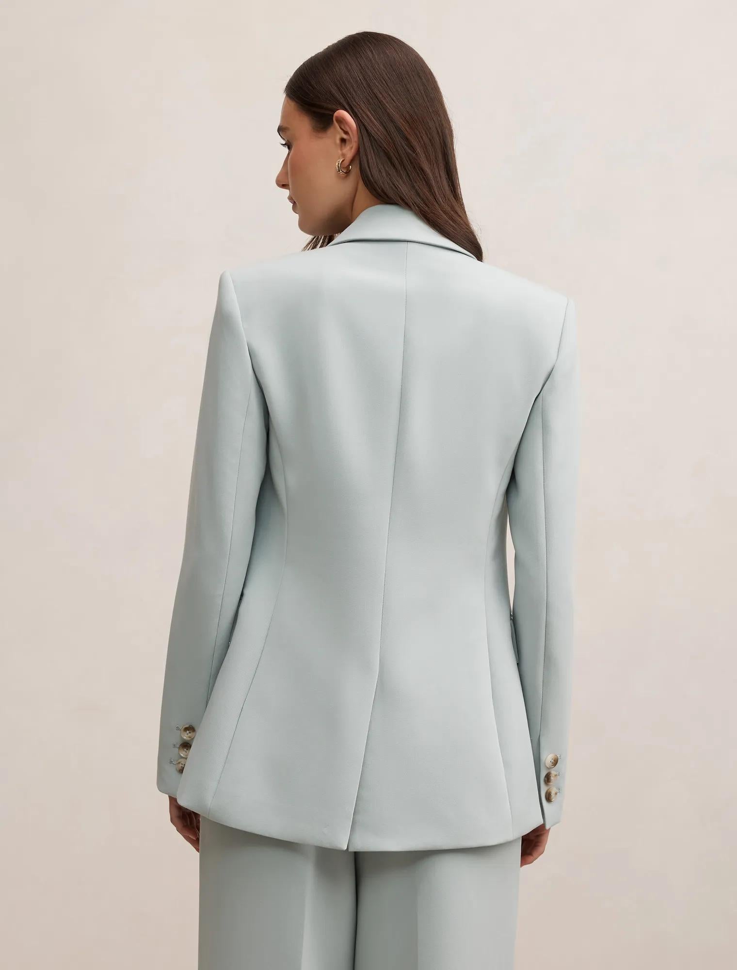 Lee Double Breasted Blazer Hazy Aqua Suit