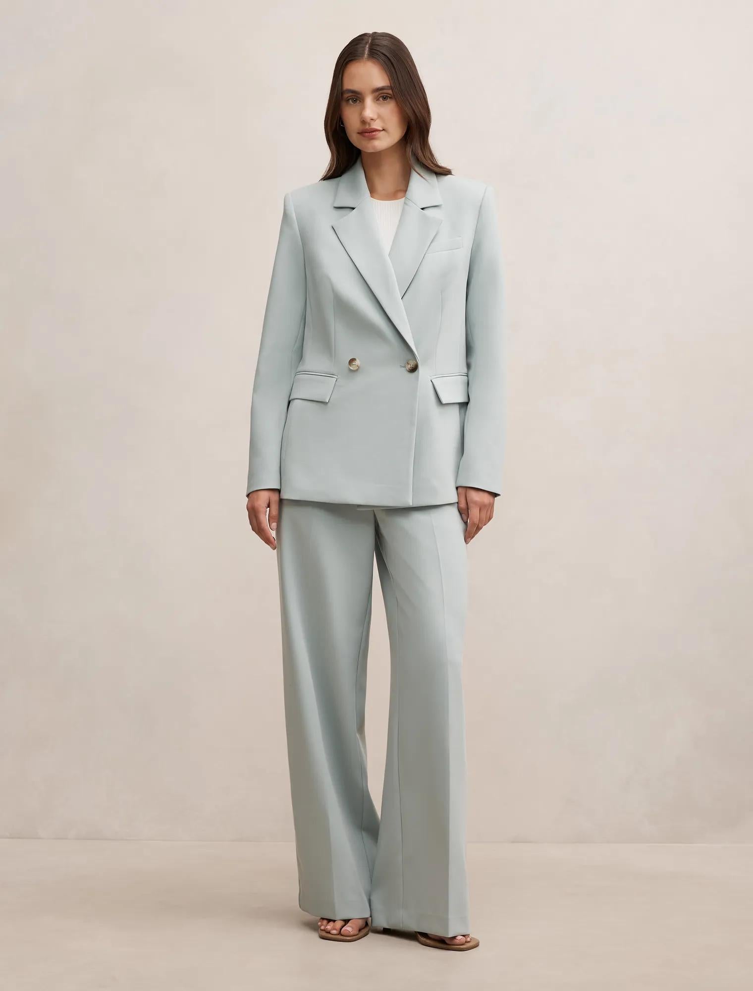 Lee Double Breasted Blazer Hazy Aqua Suit