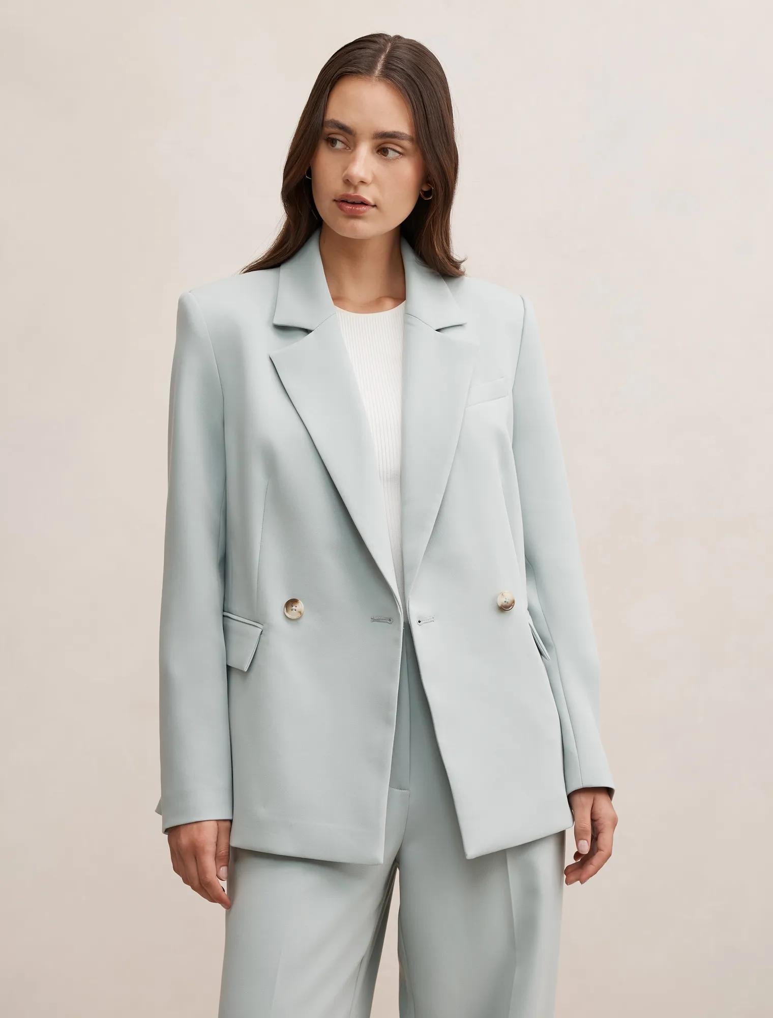 Lee Double Breasted Blazer Hazy Aqua Suit