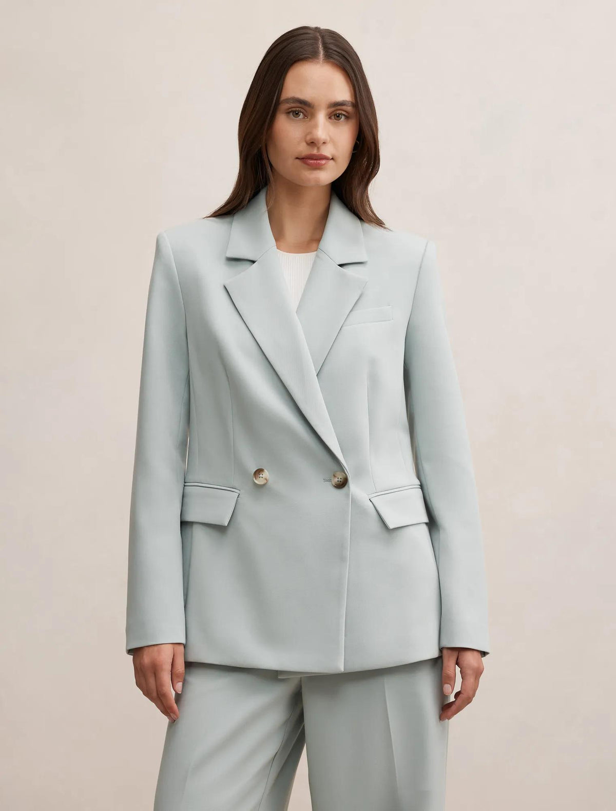 Lee Double Breasted Blazer Hazy Aqua Suit
