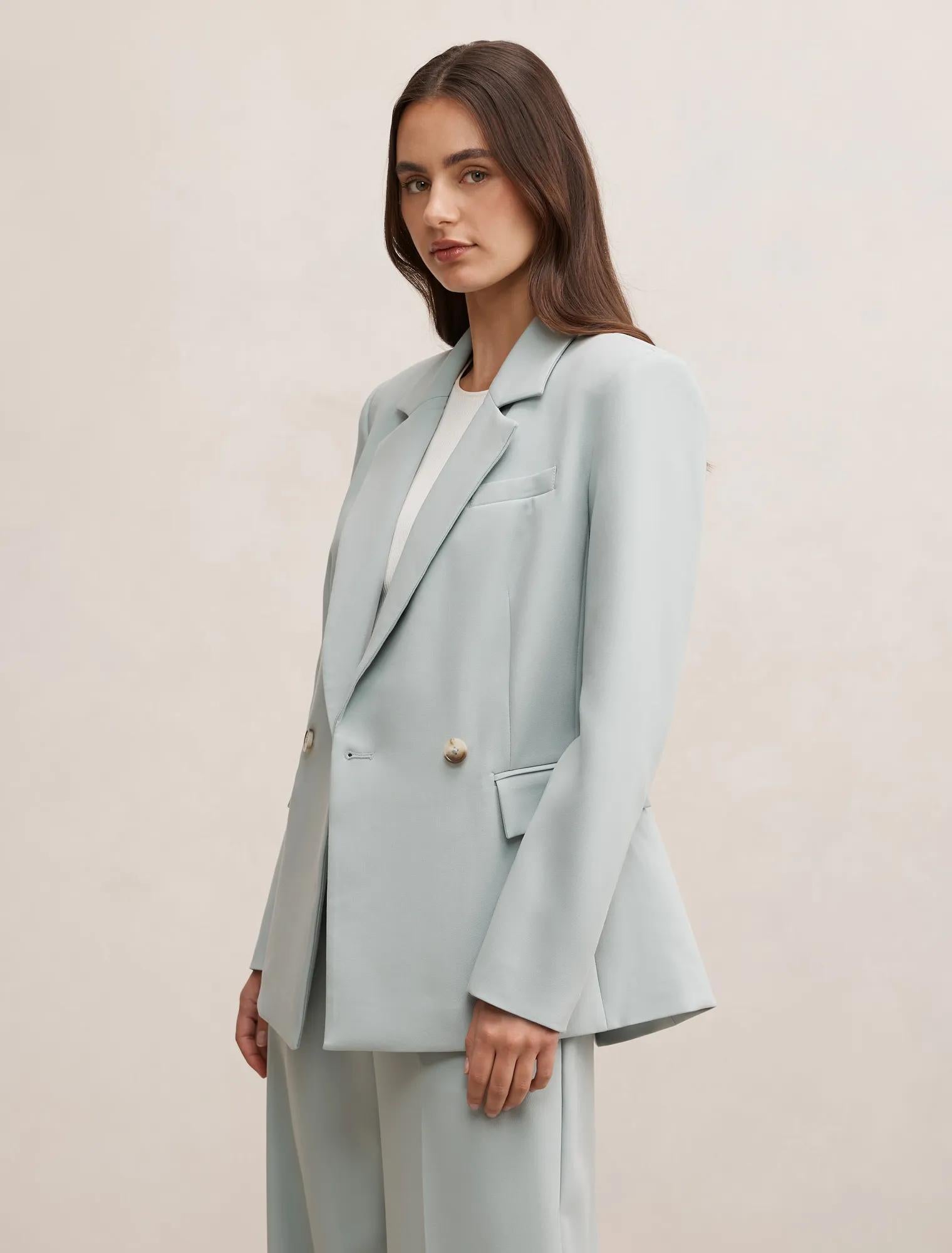 Lee Double Breasted Blazer Hazy Aqua Suit