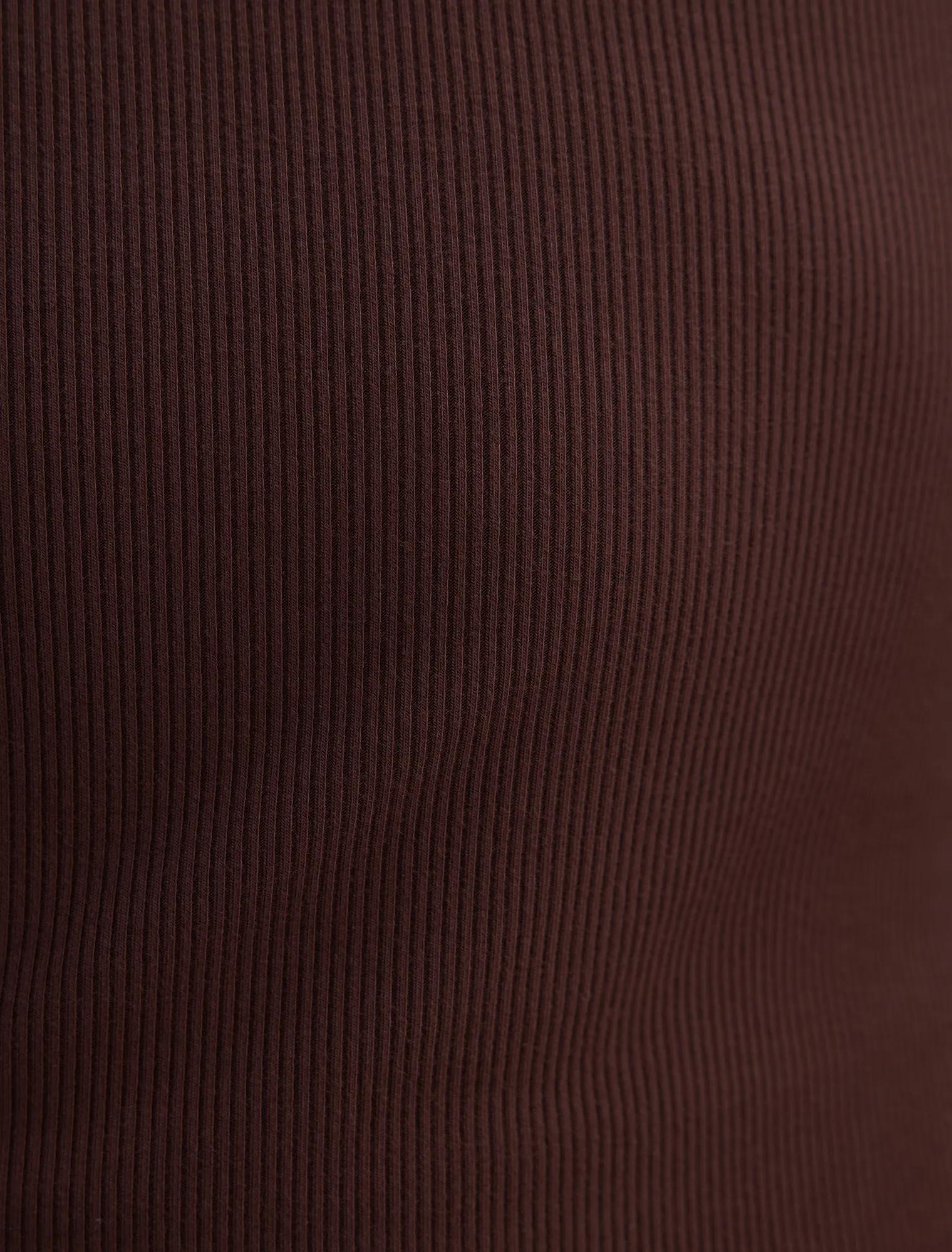 Rebecca Scallop Long Sleeve Top Chocolate/ Porcelain
