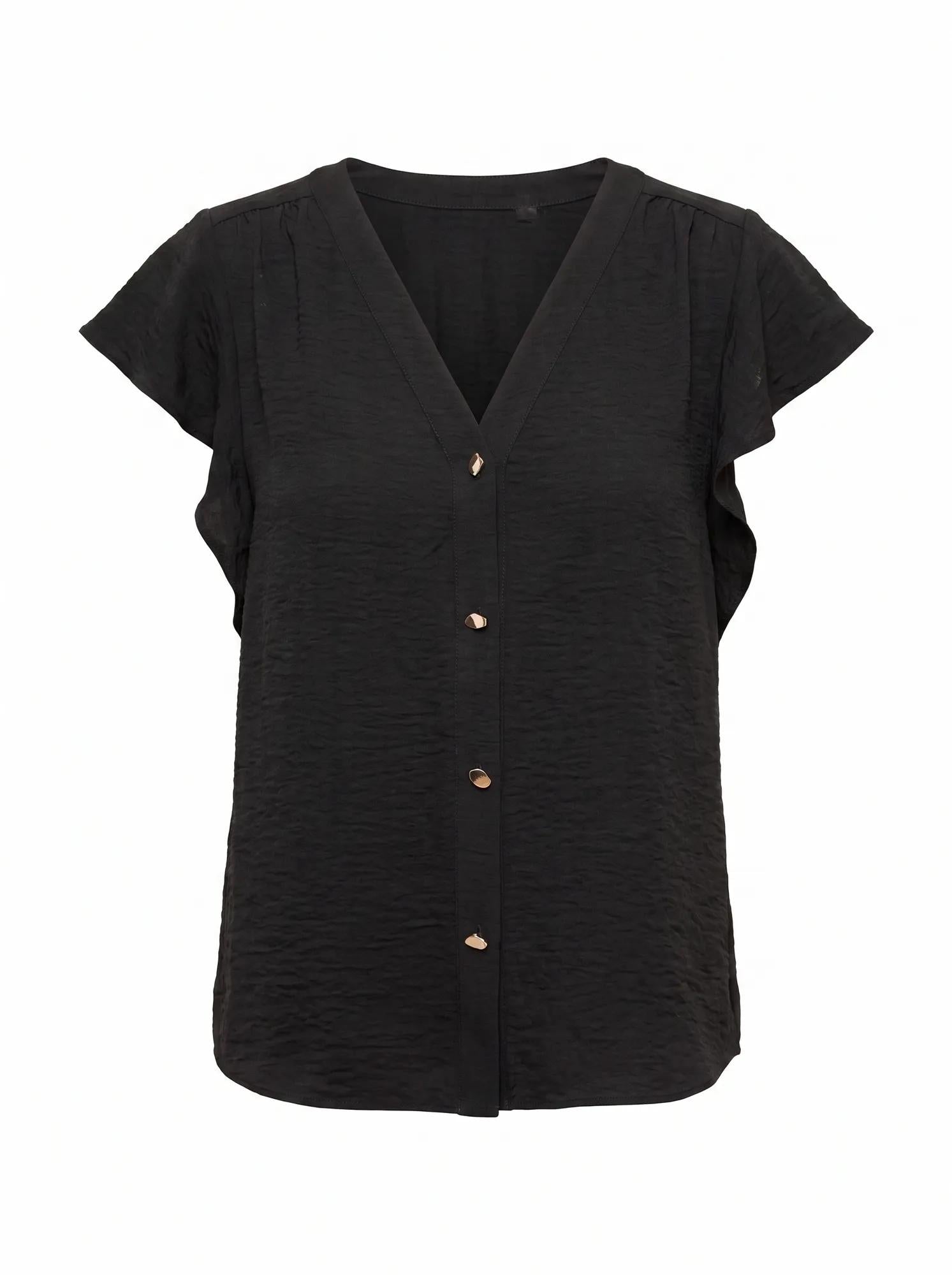 Cecilia Flutter Sleeve Blouse Black