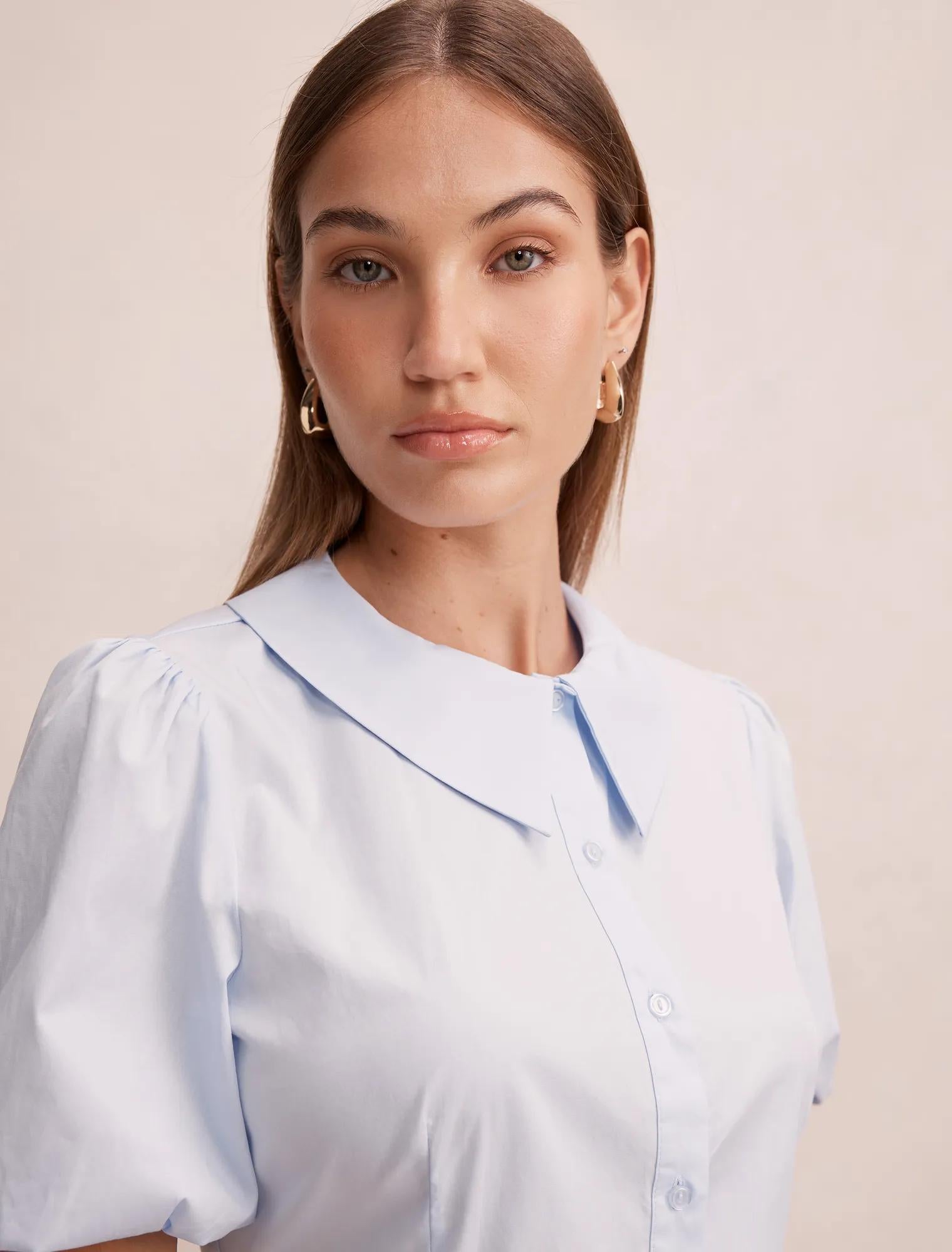 Gracie Bubble Sleeve Shirt Soft Blue