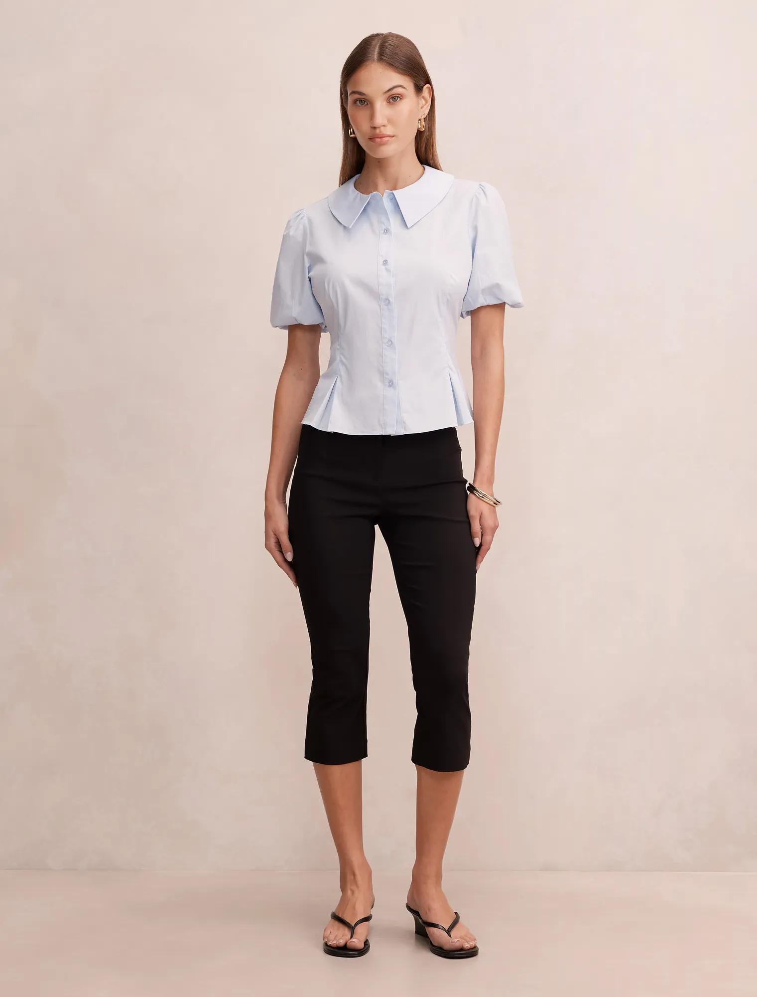 Gracie Bubble Sleeve Shirt Soft Blue