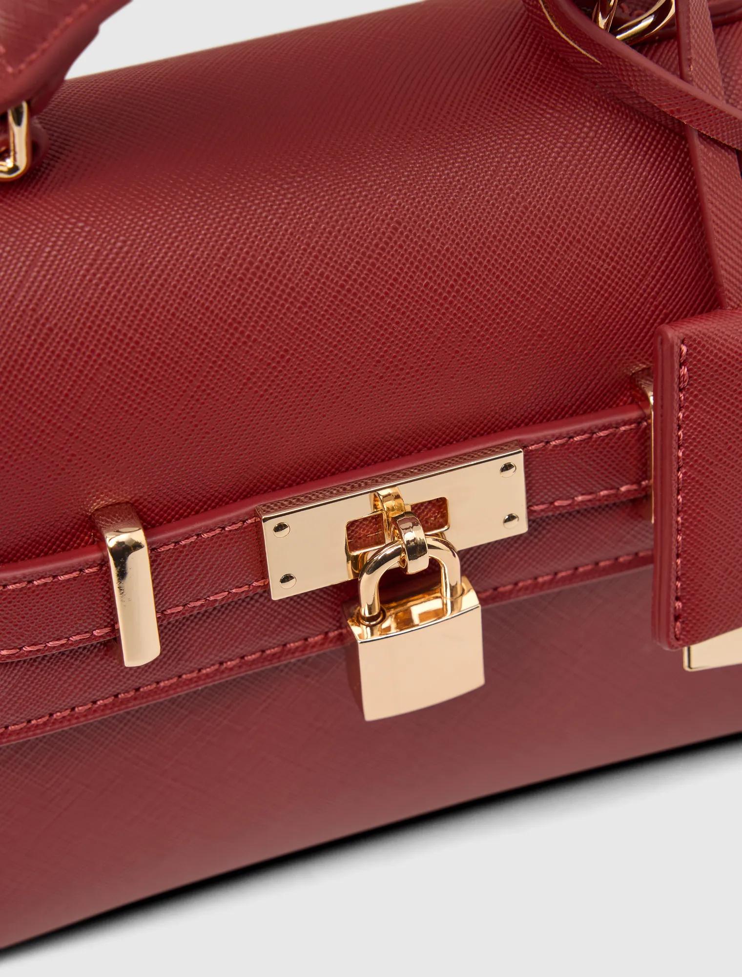 Laura Lock Top Handle Bag Rosewood