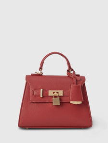 Laura Lock Top Handle Bag Rosewood