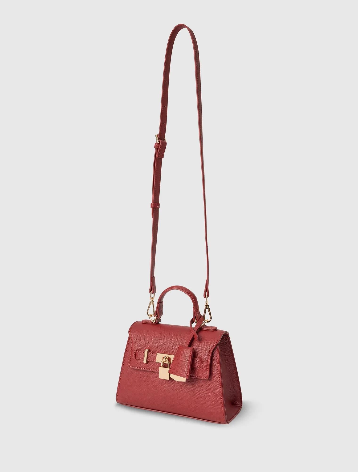 Laura Lock Top Handle Bag Rosewood