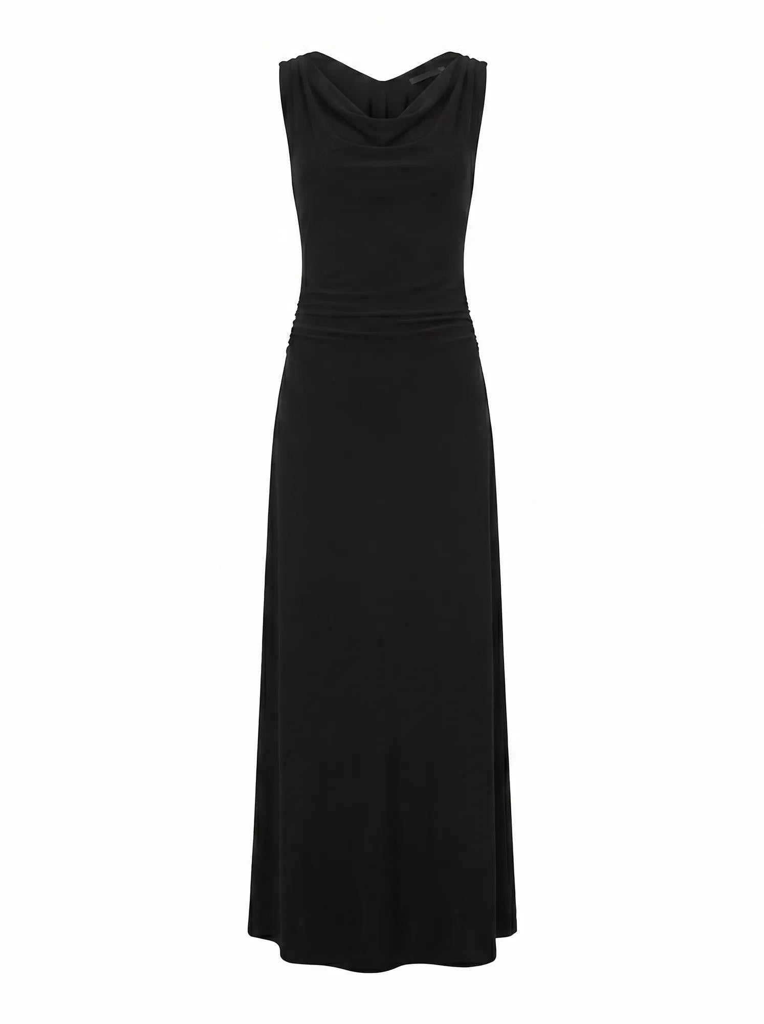 Jae Petite Bubble Back Hardware Maxi Dress Black_mannequin