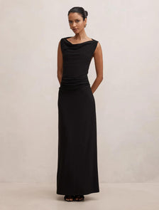 Jae Petite Bubble Back Hardware Maxi Dress Black