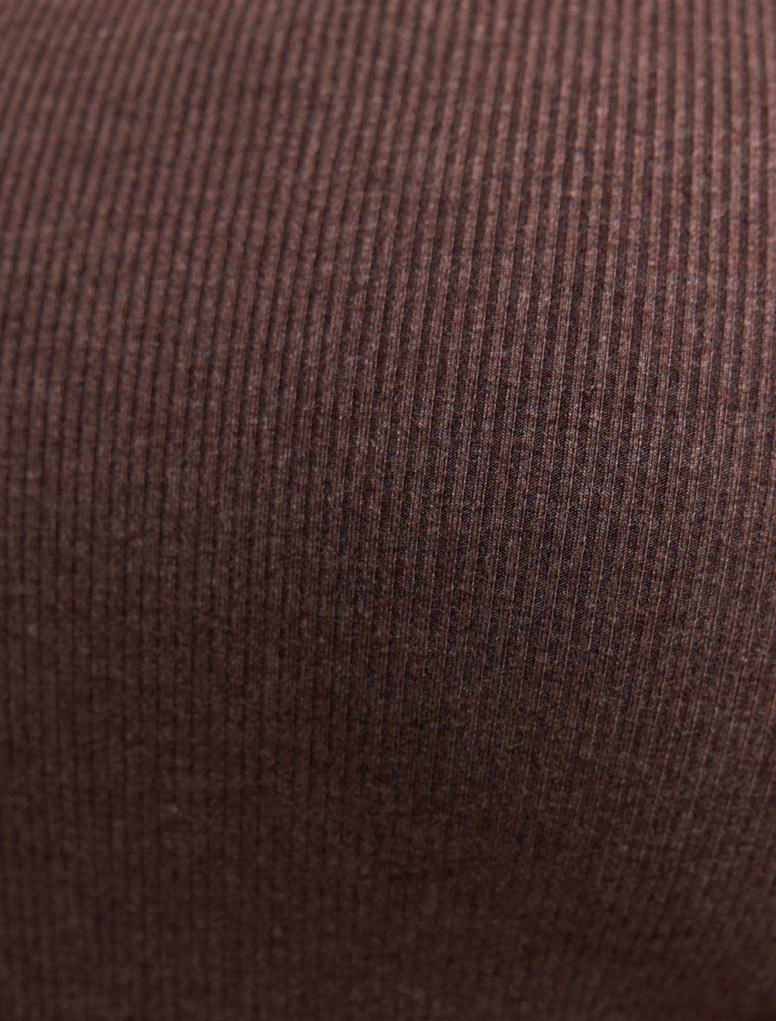 Rebecca Curve Scallop Long Sleeve Top Cocoa Marle/ Porcelain