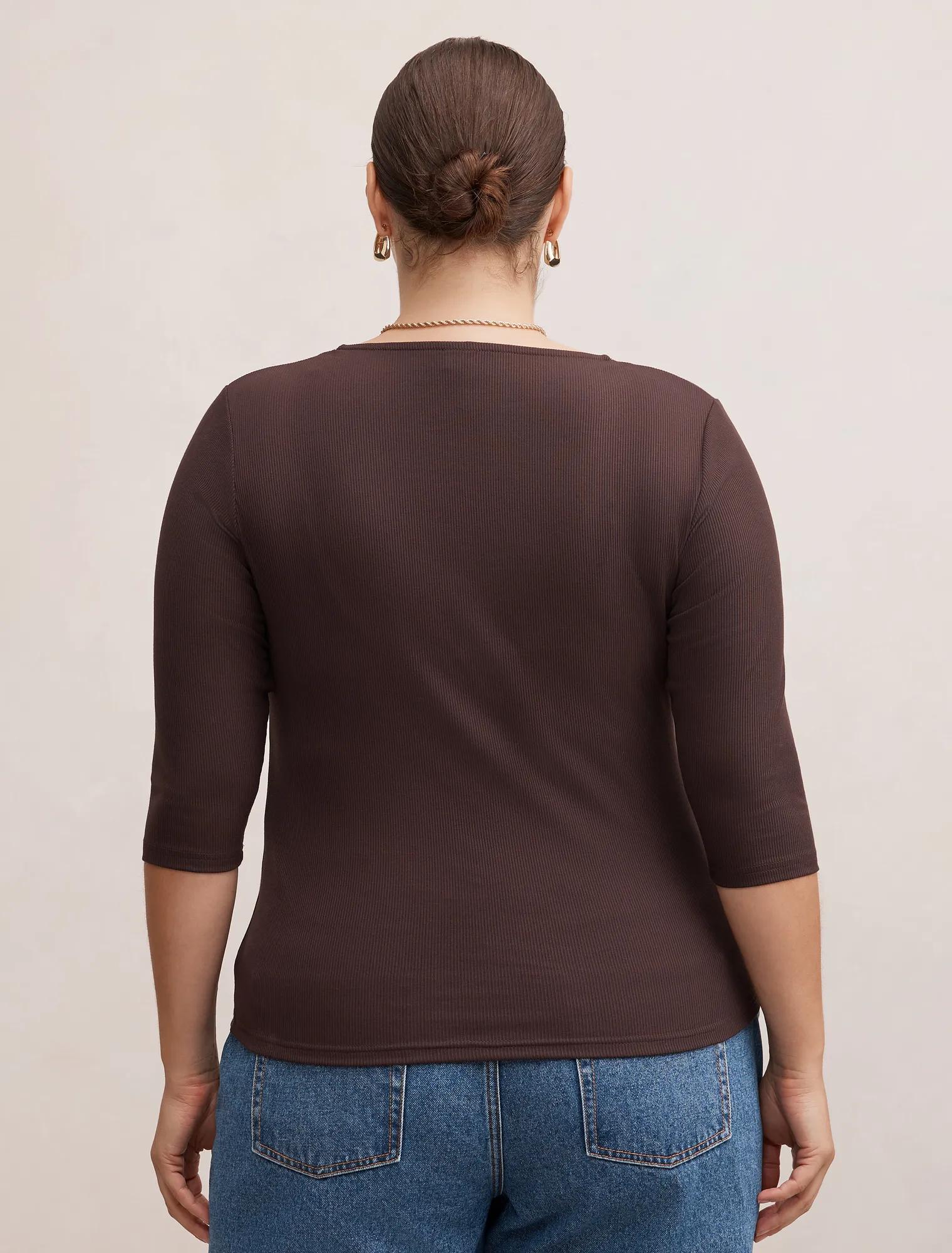 Selena Curve Trim Lace Top Chocolate