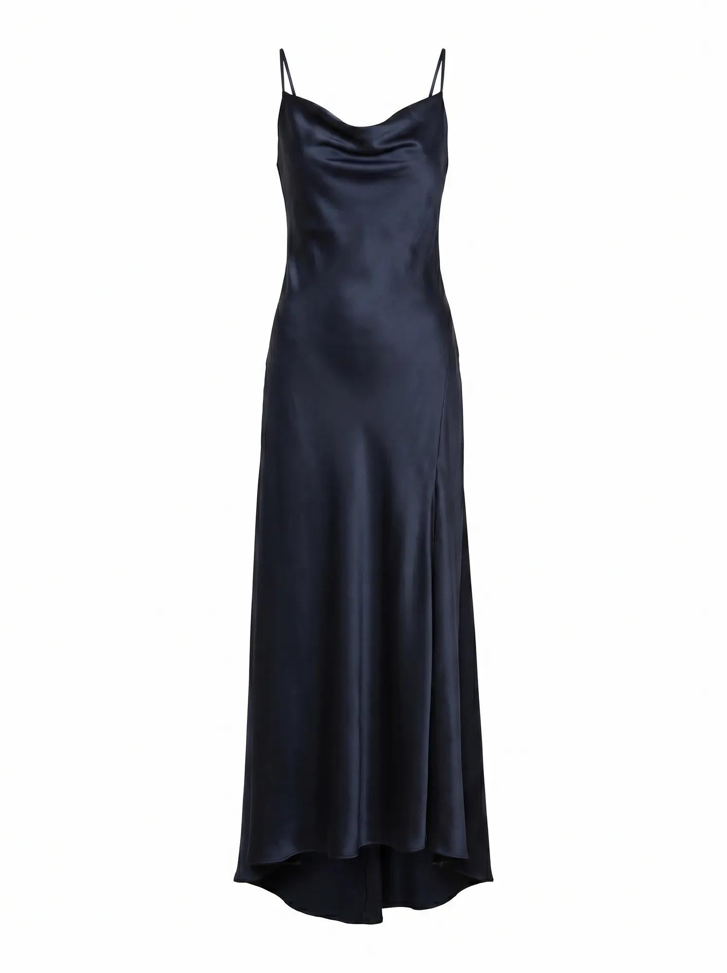 Tilesha Satin Cowl Slip Maxi Dress Navy_mannequin