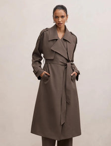 Maya Petite Trench Coat Dark Mushroom Set