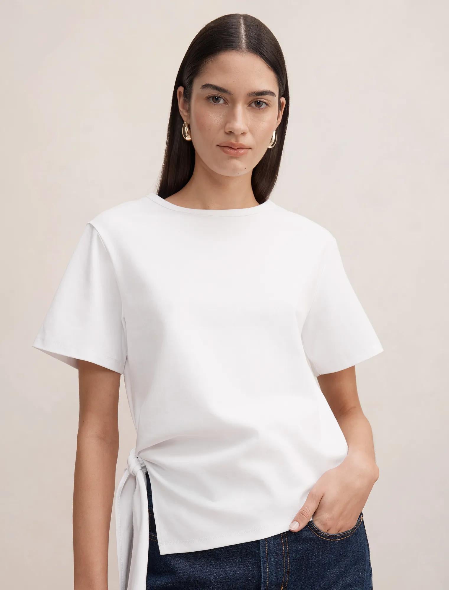 Penelope Tie T-shirt Porcelain