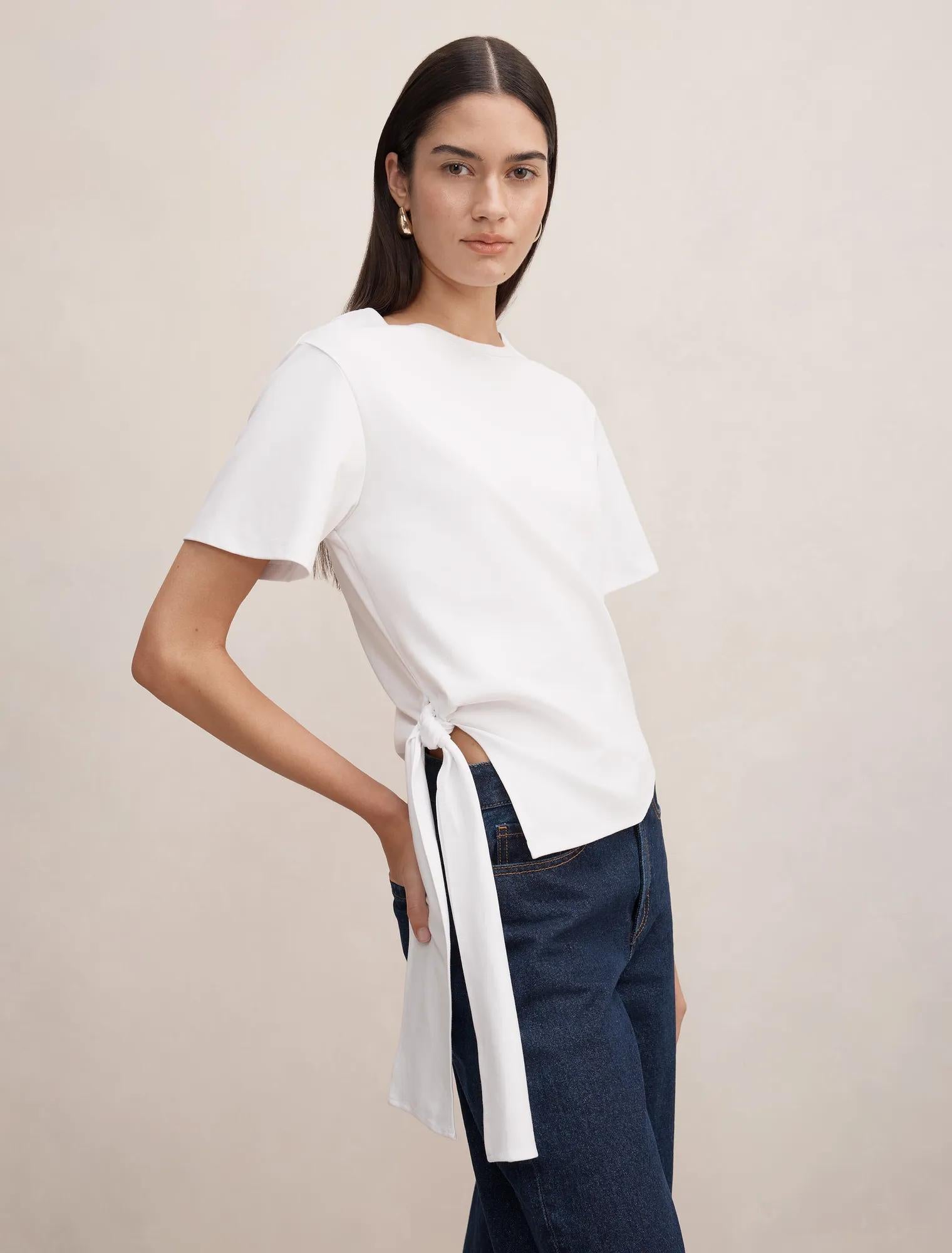 Penelope Tie T-shirt Porcelain