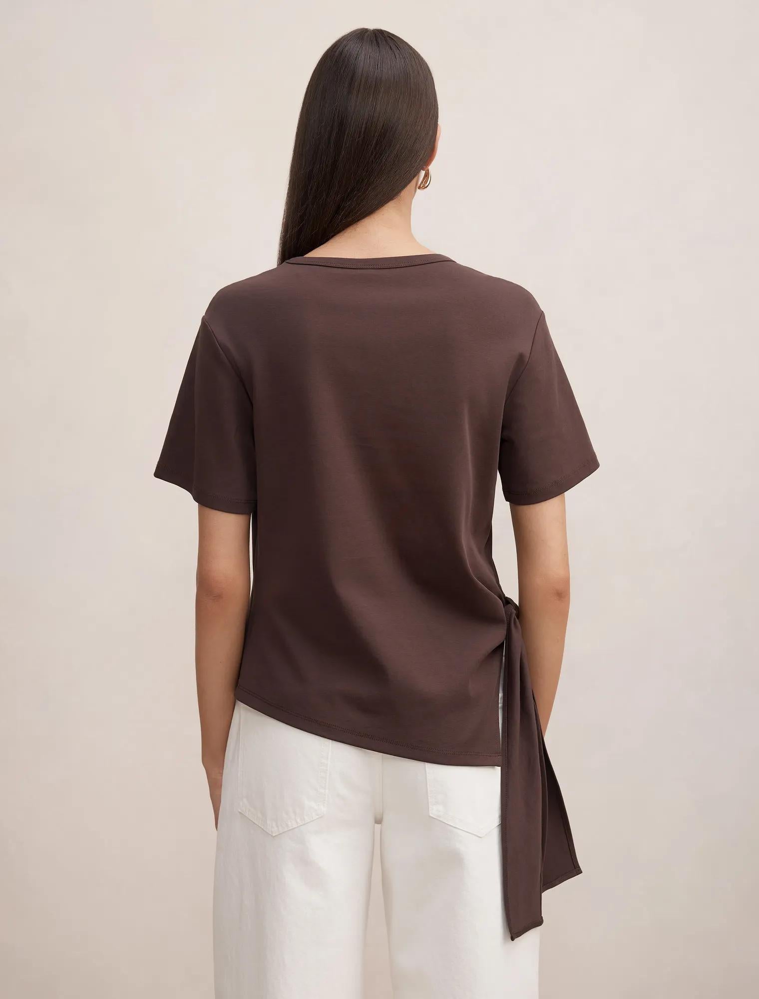 Penelope Tie T-shirt Dark Chocolate