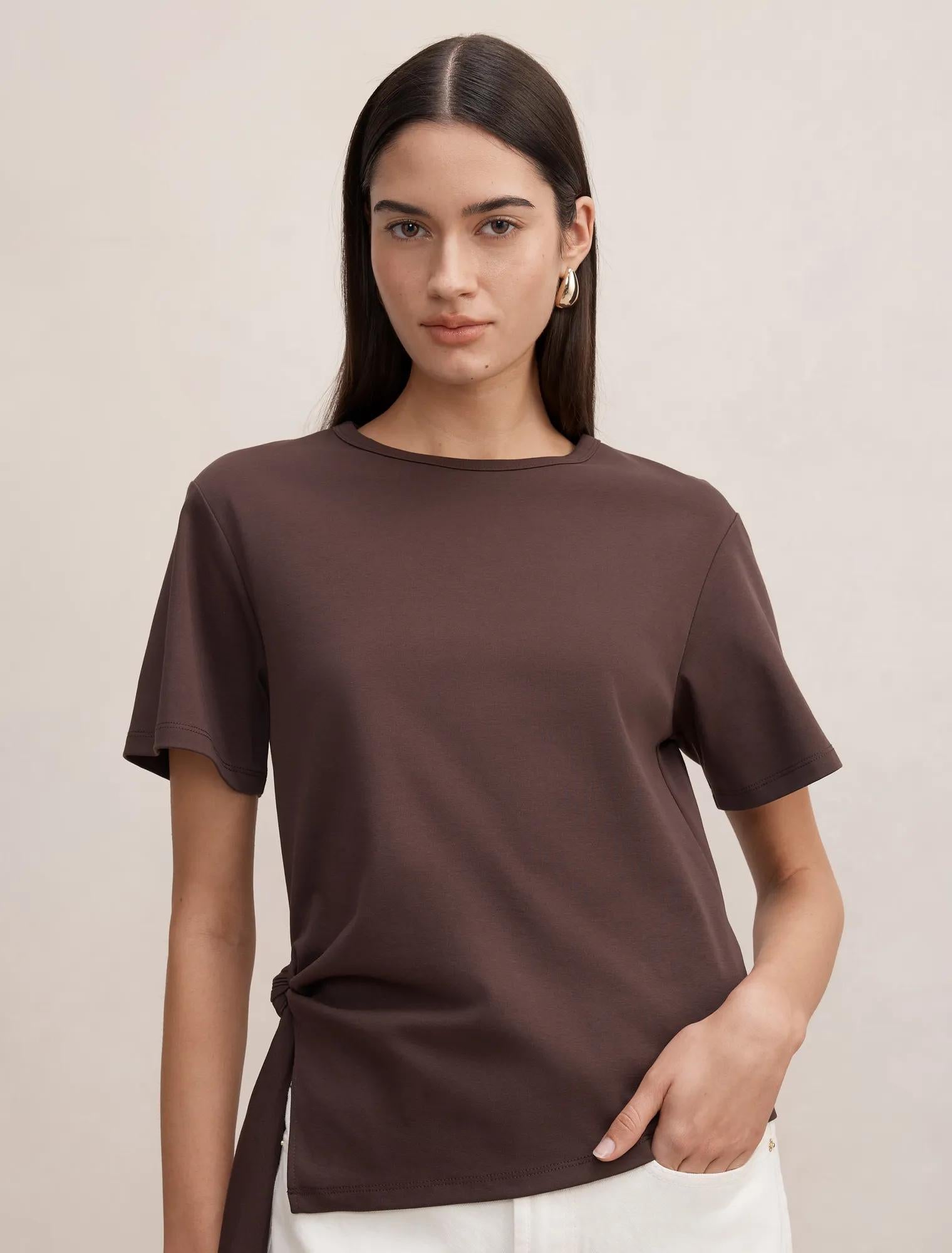 Penelope Tie T-shirt Dark Chocolate