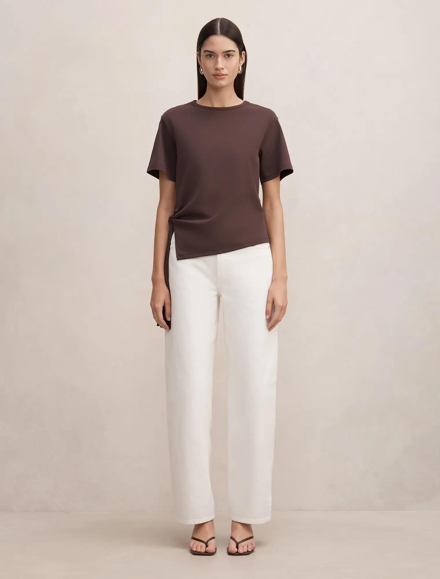 Penelope Tie T-shirt Dark Chocolate
