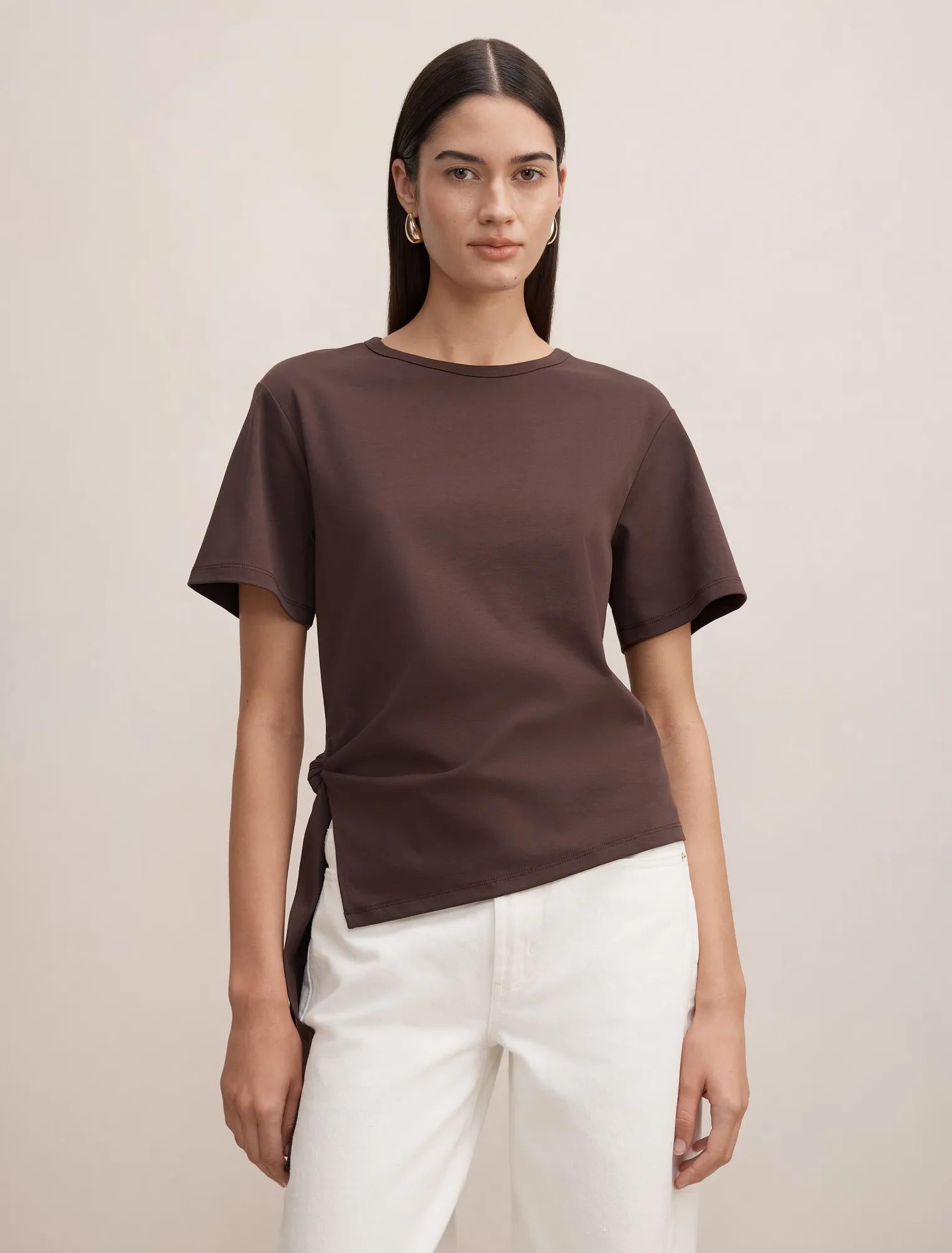 Penelope Tie T-shirt Dark Chocolate