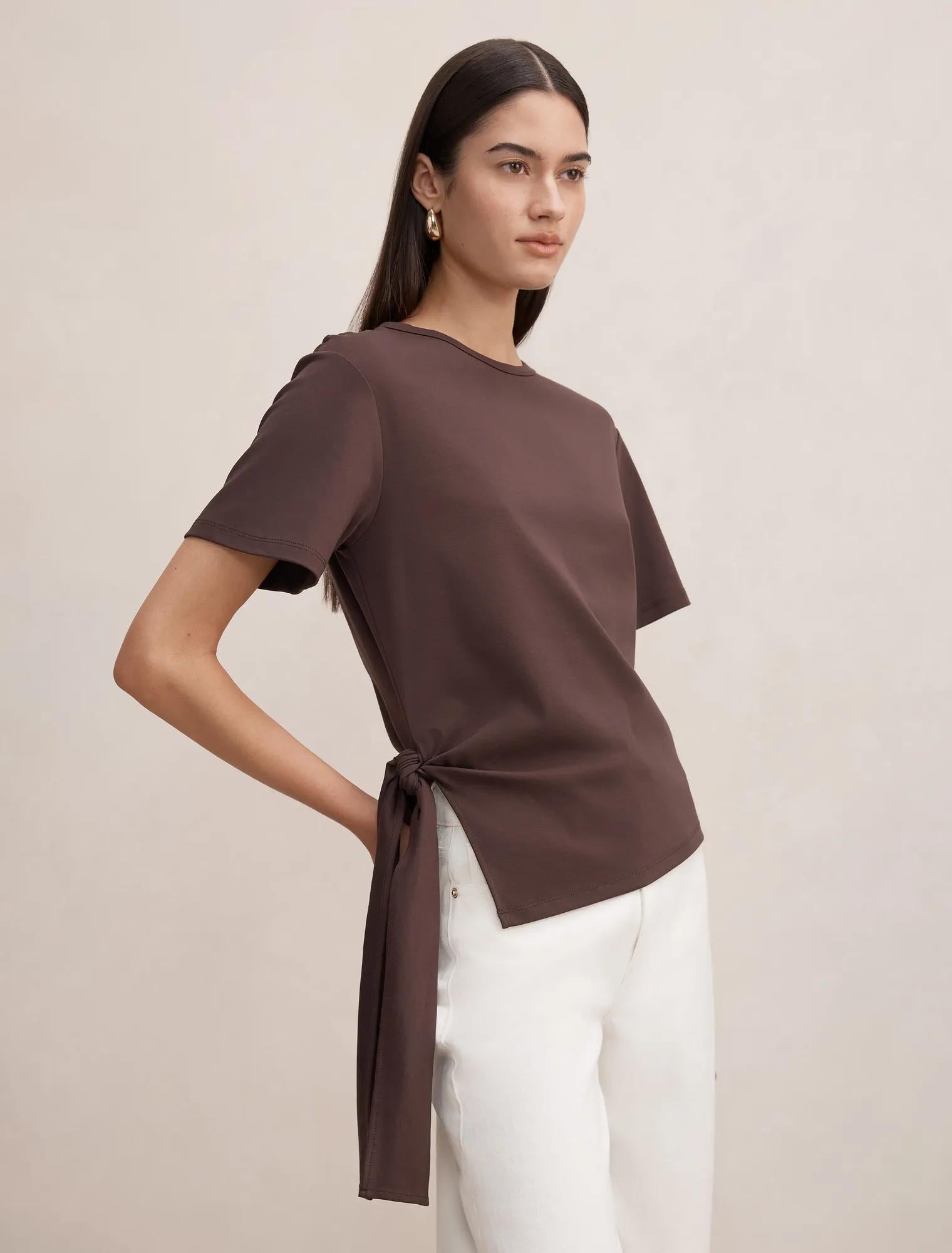 Penelope Tie T-shirt Dark Chocolate