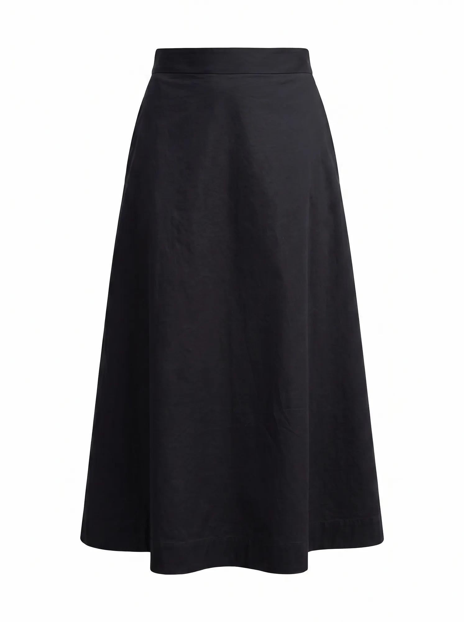 Chrissy Petite Cotton Midi Skirt Black_mannequin