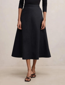 Chrissy Petite Cotton Midi Skirt Black