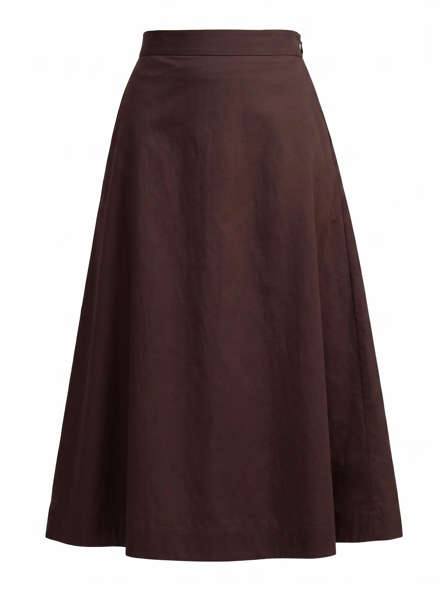 Chrissy Petite Cotton Midi Skirt Chocolate_mannequin