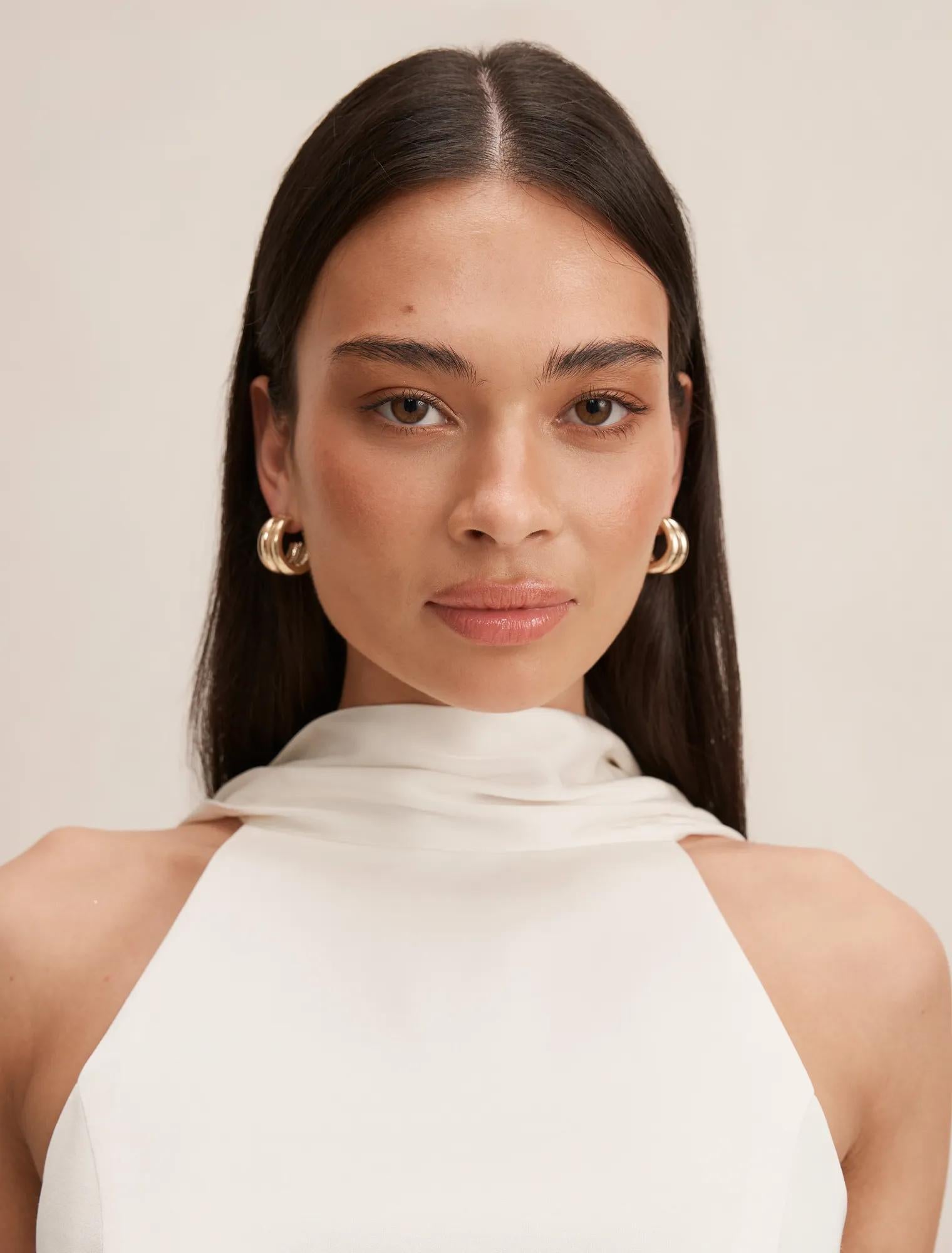 Millie High Neck Cape Top Cream