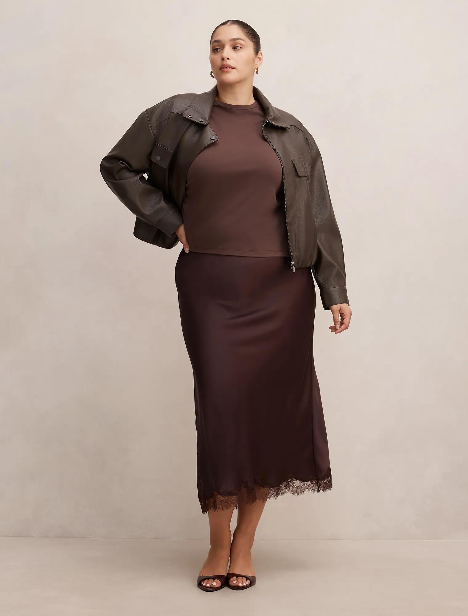 Enola Curve Lace Maxi Skirt Dark Chocolate