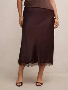 Enola Curve Lace Maxi Skirt Dark Chocolate