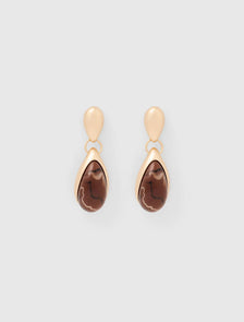 Signature Dana Droplet Earrings Gold/Brown_mannequin