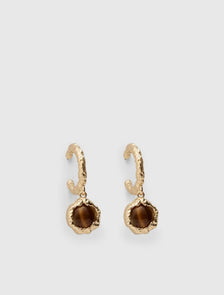 Signature Mara Molten Hoop Stone Earrings Gold/Brown_mannequin