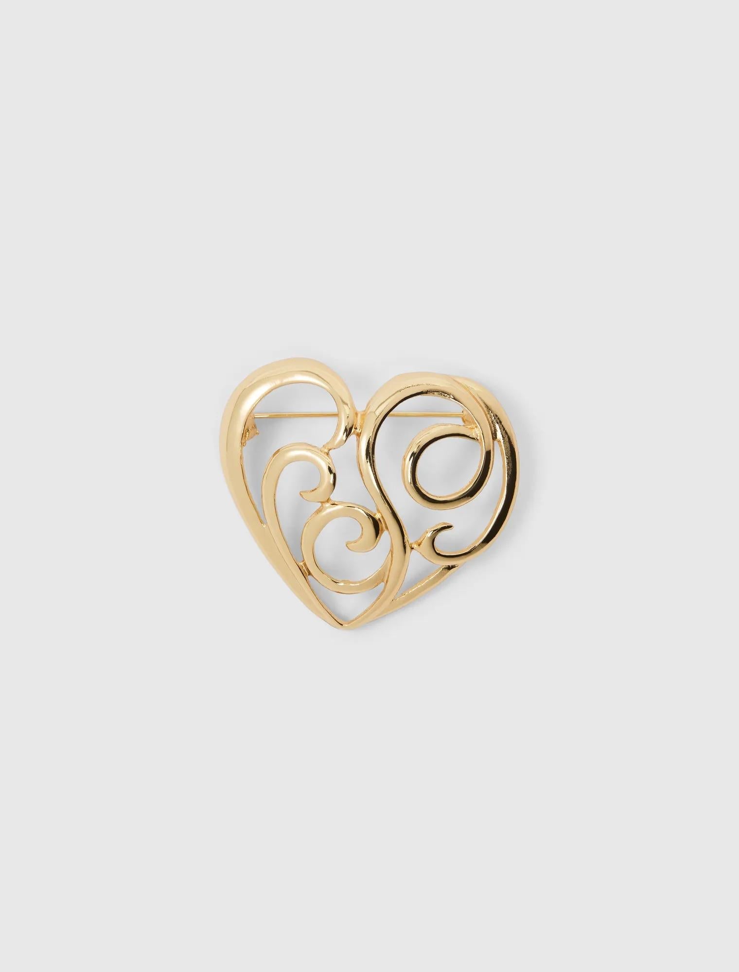 Signature Hana Heart Brooch Gold