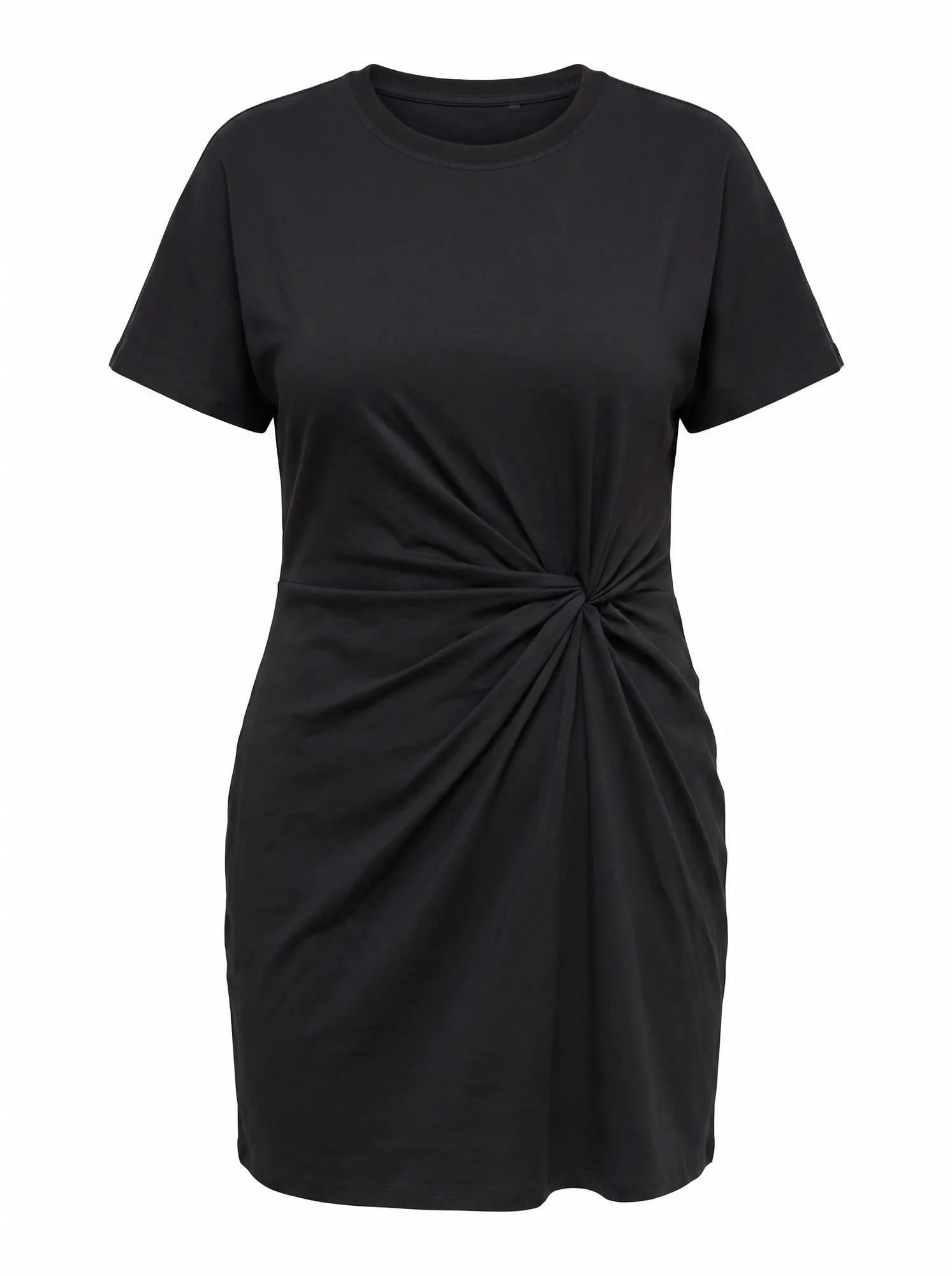 Rose Curve T-Shirt Twist Mini Black_mannequin