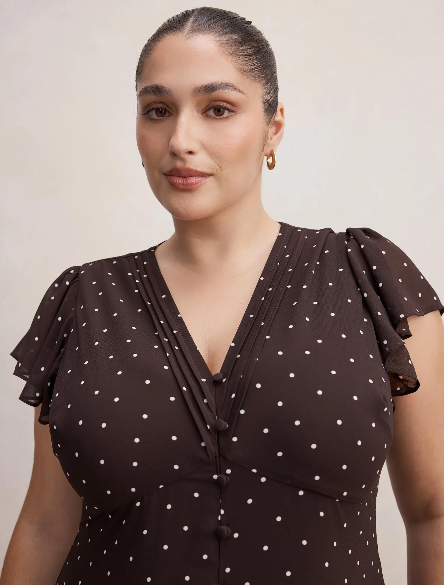 Ardelia Curve Flutter Sleeve Midi Dress Luxton Spot